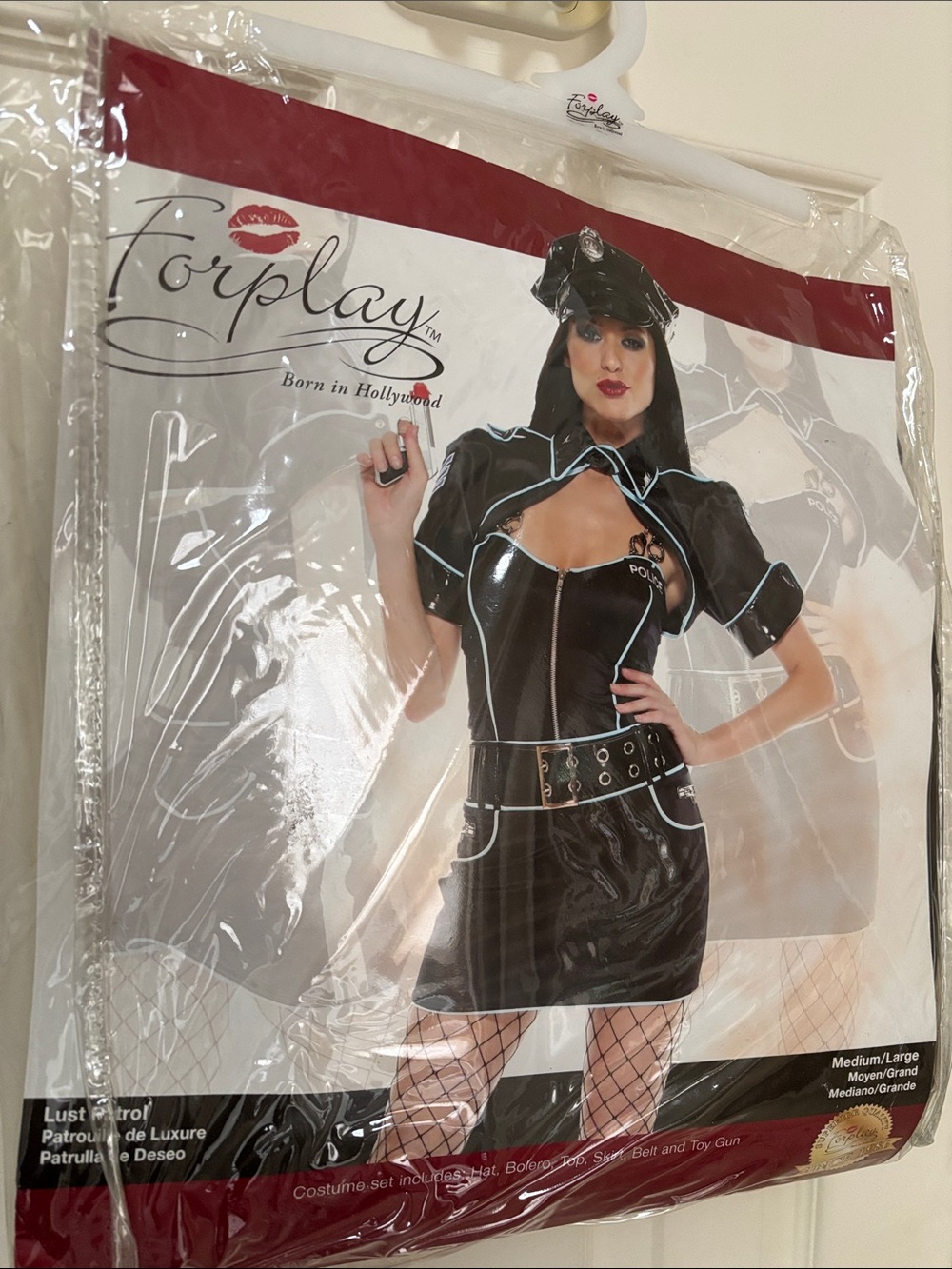 Forplay Black Vinyl Police Patrol Hat and Mini Dress